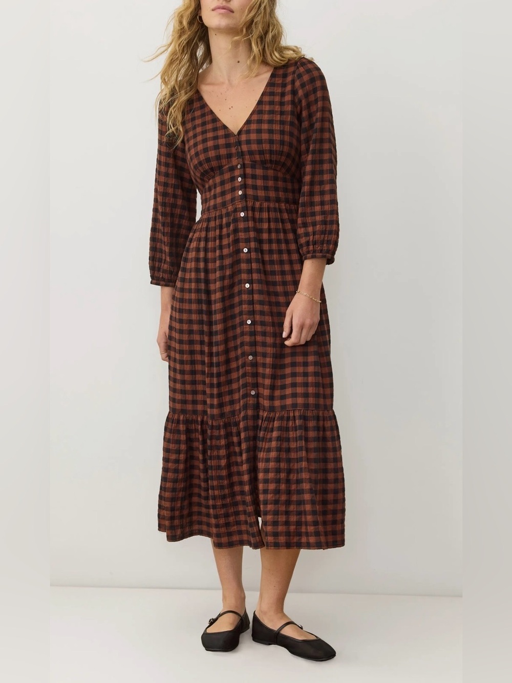 Marine layer Maeve Plaid Long Sleeve Maxi Dress - Picture 12 of 14
